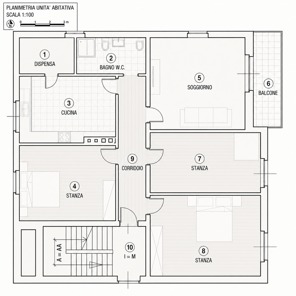 Interaktiver Grundriss der Wohnung mit anklickbaren Räumen